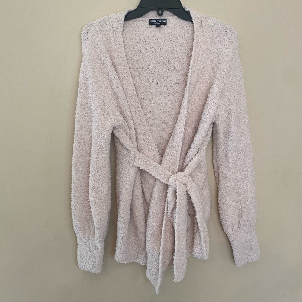 PrettyLittleThing cream maternity Cardigan with‎ Tie Waist
